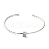 Rack Plating Brass Micro Pave Clear Cubic Zirconia Letter Open Cuff Bangles BJEW-A018-01P-E-2
