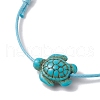 3Pcs 3 Colors Synthetic Turquoise Turtle Braided Bead Bracelets Set BJEW-JB11084-3