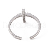 Clear Cubic Zirconia Cross Open Cuff Ring RJEW-G283-05P-3
