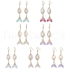 7 Pairs Natural Cowrie Shell Glass Dangle Earrings EJEW-JE06385-2