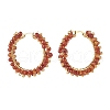 Natural Agate Beaded Hoop Earrings EJEW-JE04847-5