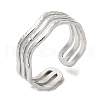 Non-Tarnish 304 Stainless Steel Triple Line Open Cuff Ring for Women RJEW-M149-02P-3