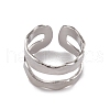 Non-Tarnish 304 Stainless Steel Twist Wave Open Cuff Rings for Women RJEW-G285-18P-2