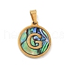 PVD Vacuum Plating 304 Stainless Steel with Paua Shell Pendants STAS-G268-02G-G-2
