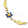 Enamel Flower & Fish Link Chain Bracelet BJEW-A142-02G-3