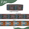 7M Ethnic Style Polyester Flower Jacquard Ribbons OCOR-WH0091-72A-01-2