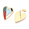 304 Stainless Steel Enamel Stud Earrings EJEW-T047-24-G-2
