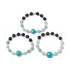 8mm Round Natural Lava Rock & Amazonite Beaded Stretch Bracelets BJEW-JB10501-1