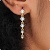 Flat Round Tassel Brass Micro Pave Clear Cubic Zirconia Stud Earrings FS-WG5D18E-01-1