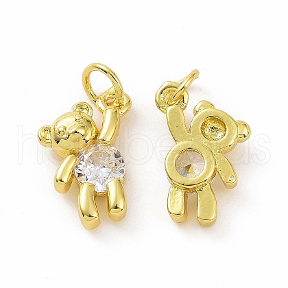 Brass Micro Pave Clear Cubic Zirconia Charms ZIRC-F135-25G-03-1