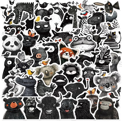 50Pcs PVC Waterproof Animals Stickers PW-WG344AB-01-1