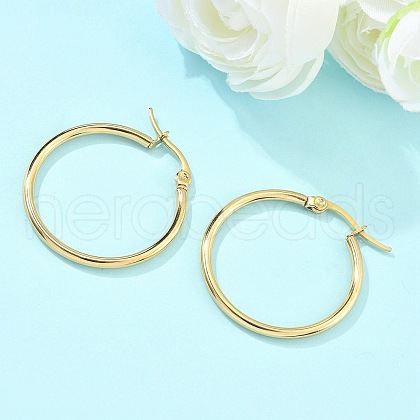Ion Plating(IP) 304 Stainless Steel Hoop Earrings EJEW-N0016-11G-D-1
