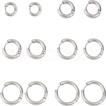 UNICRAFTALE 12Pairs 6 Styles 304 Stainless Steel Huggie Hoop Earrings EJEW-UN0001-47P-1