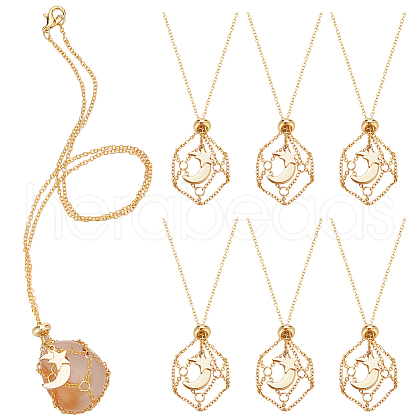 6Pcs Crystal Cage Holder Necklace NJEW-AB00036-1
