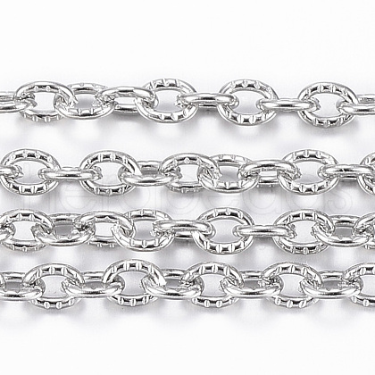 Tarnish Resistant 304 Stainless Steel Textured Cable Chains CHS-H012-02P-1