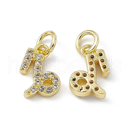 Real 18K Gold Plated Brass Micro Pave Clear Cubic Zirconia Charms KK-E068-VB411-10-1