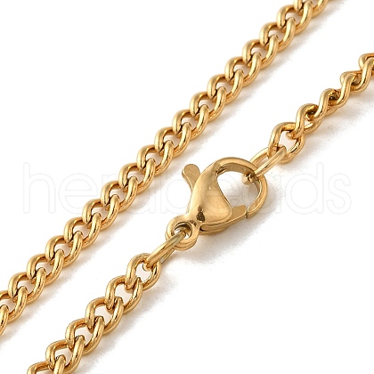 Ion Plating(IP) 304 Stainless Steel Curb Chain Necklaces NJEW-L173-024G-01-1