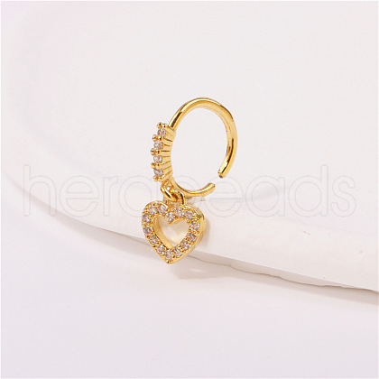 Brass Micro Pave Clear Cubic Zirconia Dangle Hoop Nose Rings FS-WG904D6-09-1