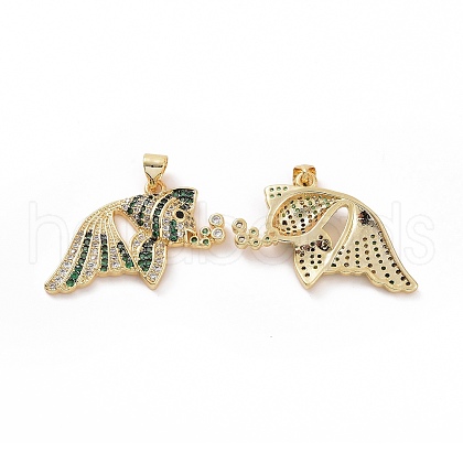 Brass Micro Pave Clear Cubic Zirconia Pendants ZIRC-F135-01G-03-1