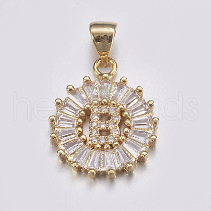 Long-Lasting Plated & Rack Plating Brass Micro Pave Cubic Zirconia Letter Pendants ZIRC-A007-03B-G-1