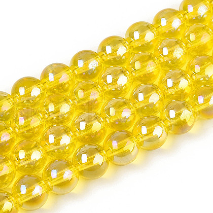 Electroplate Transparent Glass Beads Strands GLAA-T032-T8mm-AB12-A-1