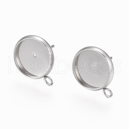 Non-Tarnish 304 Stainless Steel Stud Earring Settings STAS-L195-01A-1