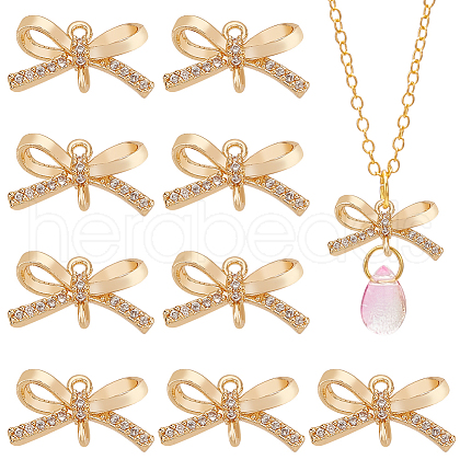 BENECREAT 10Pcs Brass Micro Pave Clear Cubic Zirconia Connector Charms KK-BC0013-61-1
