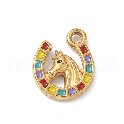 304 Stainless Steel Enamel Pendants STAS-U054-07G-1