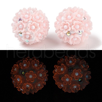 Handmade Luminous Polymer Clay Rhinestone Fancy Beads CLAY-H003-04E-1