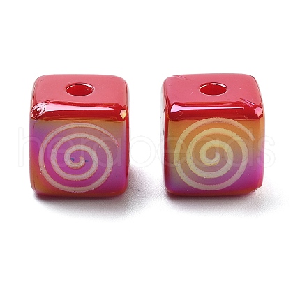 Christmas Theme UV Plating Acrylic Beads OACR-M022-08E-1