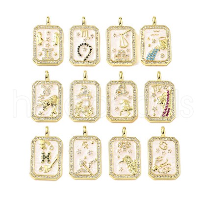 Brass Micro Pave Cubic Zirconia Pendants with Enamel KK-Z114-01G-1