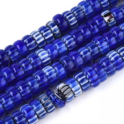 Handmade Millefiori Glass Beads Strands LAMP-T021-27B-04-1