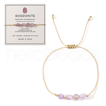 Bohemian Style Copper Rhodonite Bead Bracelet with Card IX7859-6-1