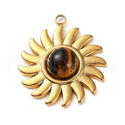 Natural Tiger Eye Sun Pendants STAS-P328-05G-01-1