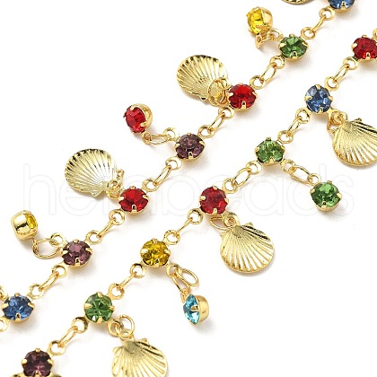 Brass Glass Shell Shape Link Chains CHC-R001-09G-1