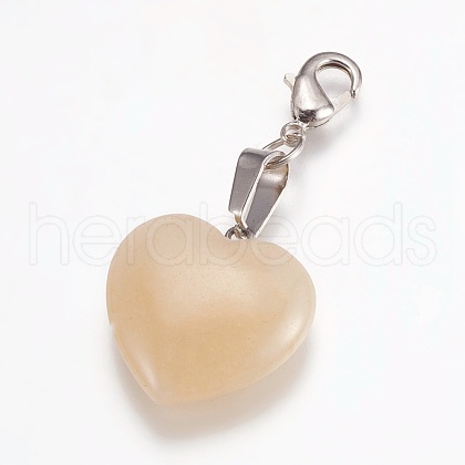Heart Natural Topaz Jade Pendant Decorations HJEW-PH01132-13-1