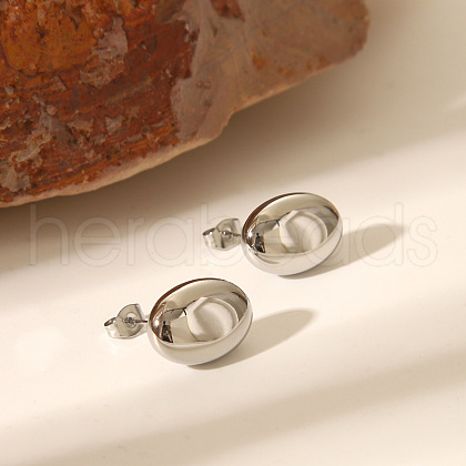 Fashion Oval Stainless Steel Stud Earrings for Women TU0111-3-1