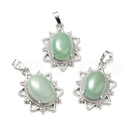 Natural Green Aventurine Pendants G-B033-03P-23-1