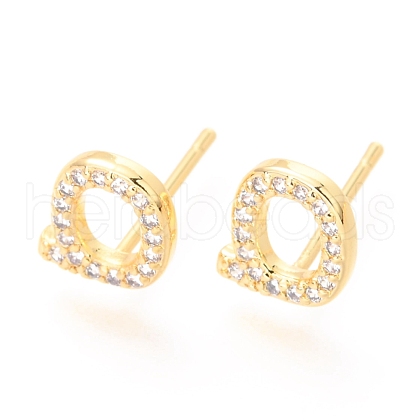 Brass Micro Pave Clear Cubic Zirconia Stud Earrings EJEW-O103-06G-1