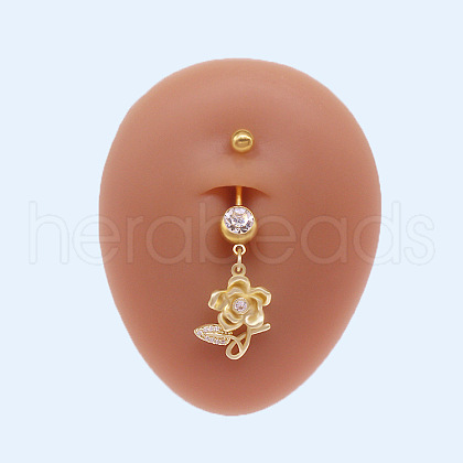 316L Surgical Stainless Steel Micro Pave Clear Cubic Zirconia Belly Rings FS-WGA8928-07-1