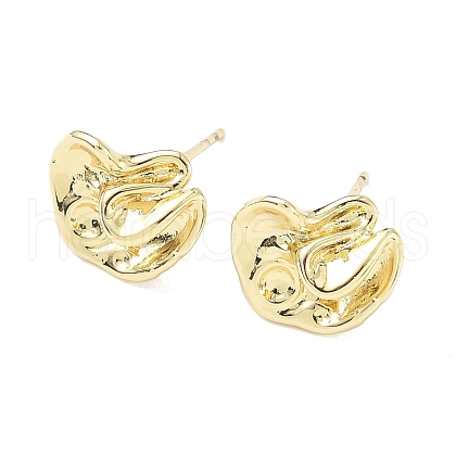 Brass Nuggets Stud Earrings EJEW-Z105-01G-1