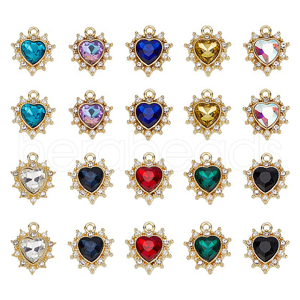 FIBLOOM 20Pcs 10 Colors Golden Alloy Pendants FIND-FI0001-25-1
