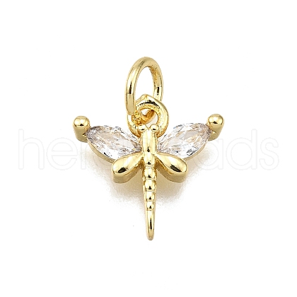 Rack Plating Brass Micro Pave Cubic Zirconia Pendants KK-D343-12G-1