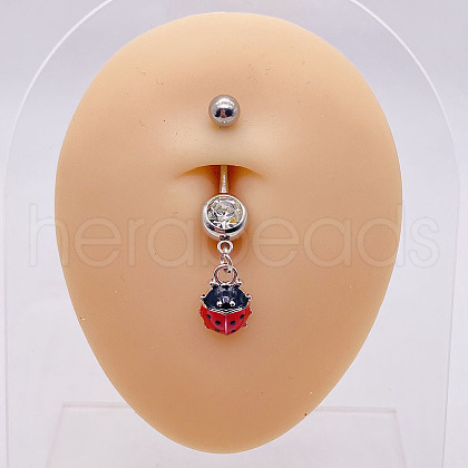 316L Surgical Stainless Steel Crystal Rhinestone Dangle Belly Rings WG83815-07-1