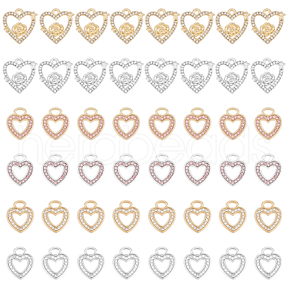 HOBBIESAY 48Pcs 6 Style Rhinestone Pandants ALRI-HY0001-03-1