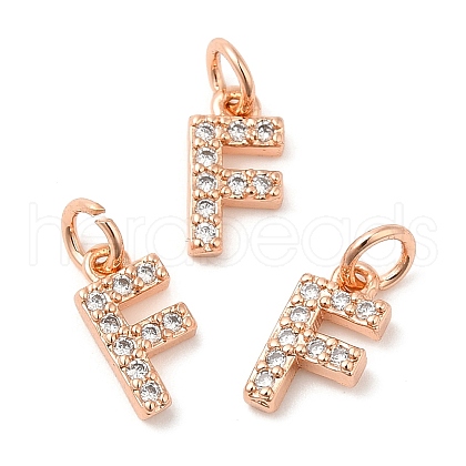 Brass Micro Pave Grade AAA Cubic Zirconia Charms ZIRC-P067-11RG-F-NR-1