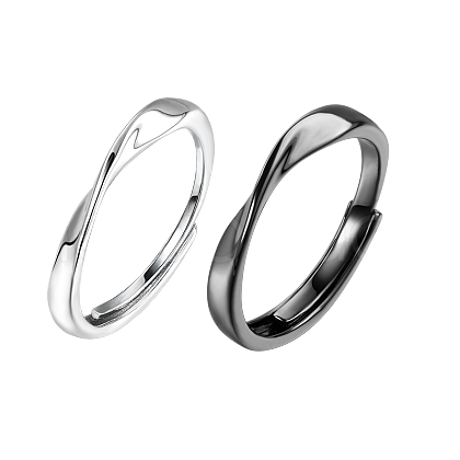 S925 Silver Mobius Couple Rings Black White Unique Design Gift XD7819-1