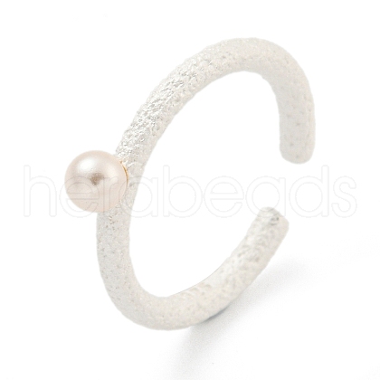 Round Shell Pearl Cuff Ring RJEW-Z036-04S-1
