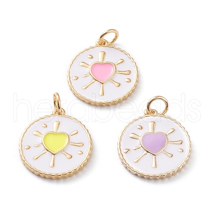 Real 18K Gold Plated Brass Enamel Pendants ZIRC-Z008-11-1