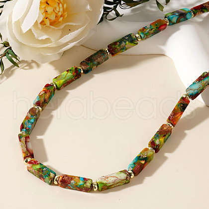 Bohemian Style Dyed Natural Imperial Jasper Cuboid Beaded Necklaces for Women DL2438-1